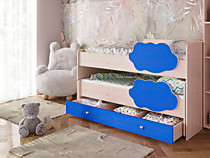 Кровать Соник, голубой с ящиком