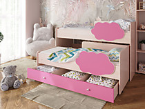 Кровать Соник, розовый с ящиком