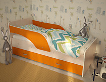 Кровать Максимка, дуб млечный/оранжевый