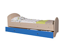 Кровать Мозаика с ящиком, дуб млечный/голубой