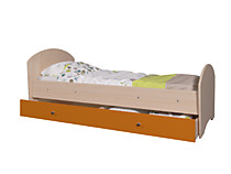 Кровать Мозаика с ящиком, дуб млечный/оранж