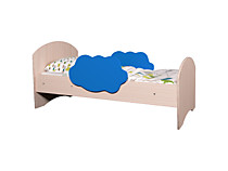 Кровать Тучка с бортиками, дуб млечный/голубой